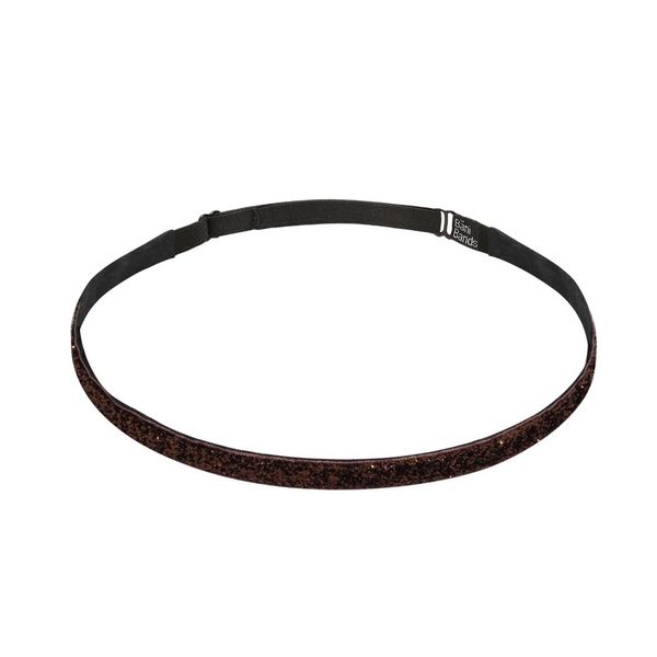 Bani Bands Women's Glitter Skinny Adjustable Headband with Non-Slip Lining, Mocha Brown