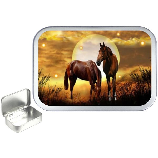 TEEZ Horse moon 50ml silver hinged tobacco tin