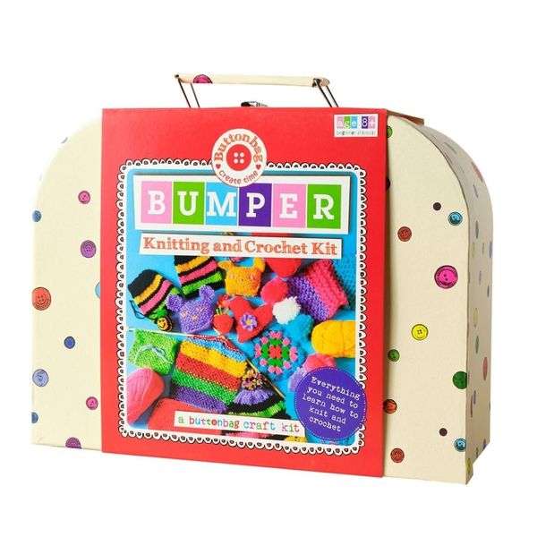 Bumper Knitting & Crochet Craft Kit by Buttonbag - Learn to Knit & Crochet - Kids Crafts kit - Suitable for All Levels with Full Instructions - Childrens Craft Kit with Gift Suitcase