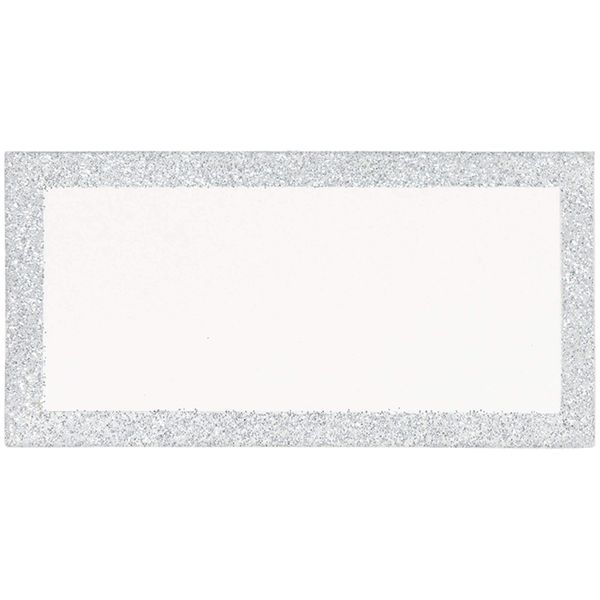 (PKT) Adult 50 Pack Silver Glitter Place Cards Wedding Stationery