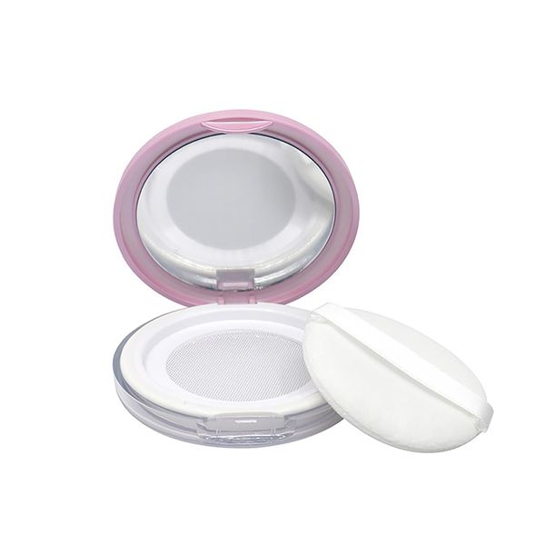 LeTradeJP 5g Ultra Thin (Pink) Makeup Puff Box with Mirror Clear Loose Powder Case Travel Portable Powder Foundation Container Handmade Cosmetic Refill Container with Sponge Puff