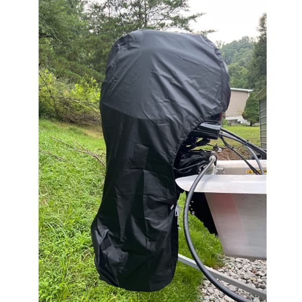 FLYMEI Boat Motor Cover, Full Outboard Engine Cover with 420D Heavy Duty Oxford Fabric Extra PVC Coating, Water Resistant Boat Engine Cover Fit for Motor 15-20 HP