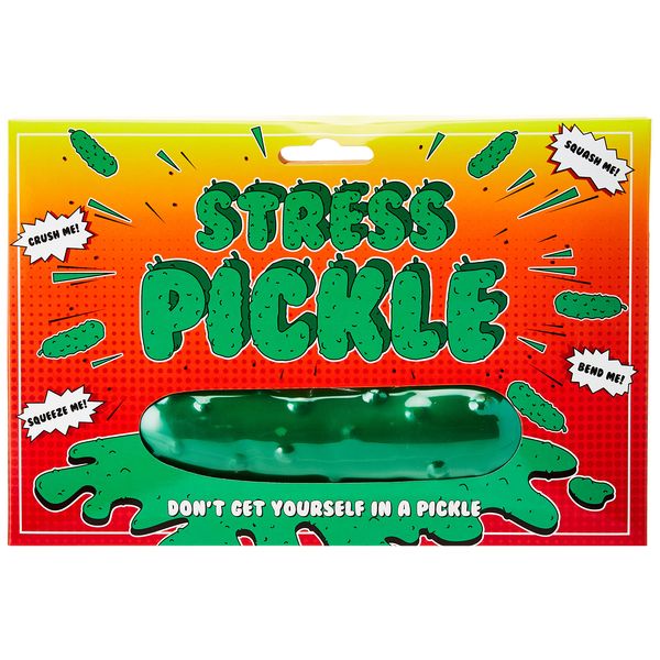 Gift Republic Stress Pickle Squeeze Toy Relaxing & Stress-Relief Hand Exercise Toy Green Pickle Shape for Ages 6+ Boxed Gift Idea for Kids and Adults