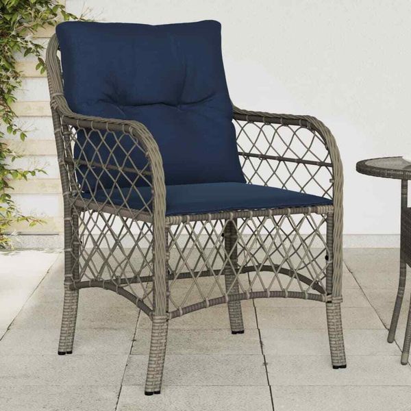 Patio Chairs with Cushions Outdoor Furniture 2 Pcs Gray Poly Rattan vidaXL