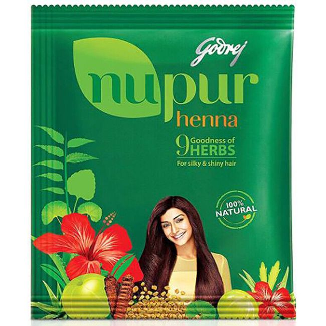 2 Pack x 120g Godrej Nupur Henna Powder with 9 Herbs Hair Color