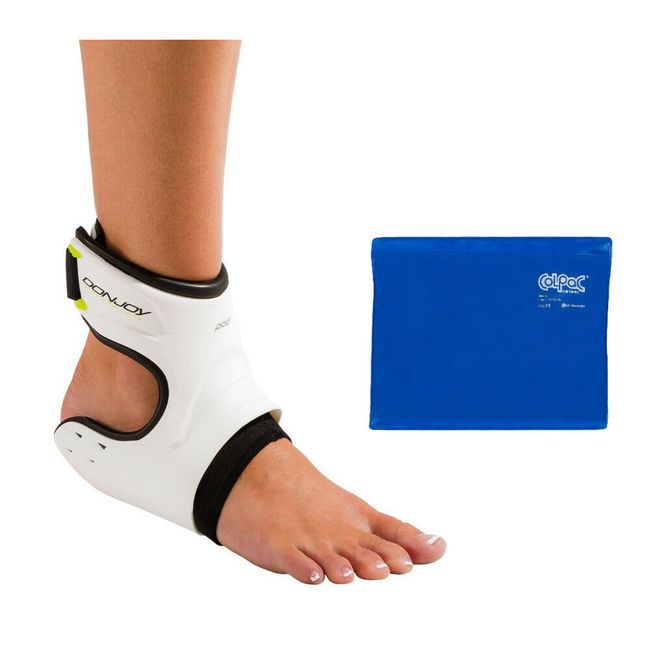 DonJoy Performance POD Ankle Brace (Left, Small, White) and Ice Pack (11 x 14")
