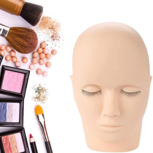 Training Head, Makeup Mannequin Head Silicone Mannequin Model for Eyelashes Eyelash Extension Exercise for Eyelash Makeup and Massage Training