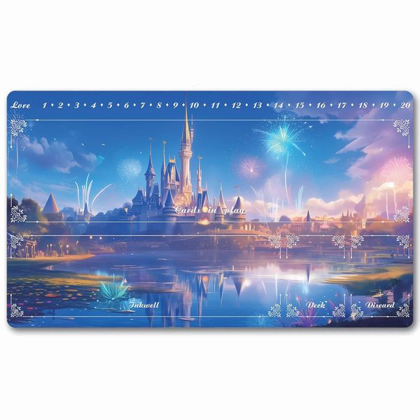 Lorcana Playmats Compatible TCG MTG Gaming Mat Non-Slip Rubber with Zones Play Mat 24x14 Inches (dsy001)