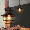 Rustic Metal Cage Pendant Light Industrial Ceiling Lamp Hanging Lighting Fixture