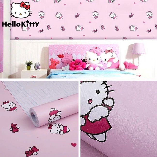 Kawaii Sanrio Anime Stickers Cute Hello Kitty Kuromi My Melody Cinnamonroll  Girls Bedroom Wallpaper Decoration Wall Stickers