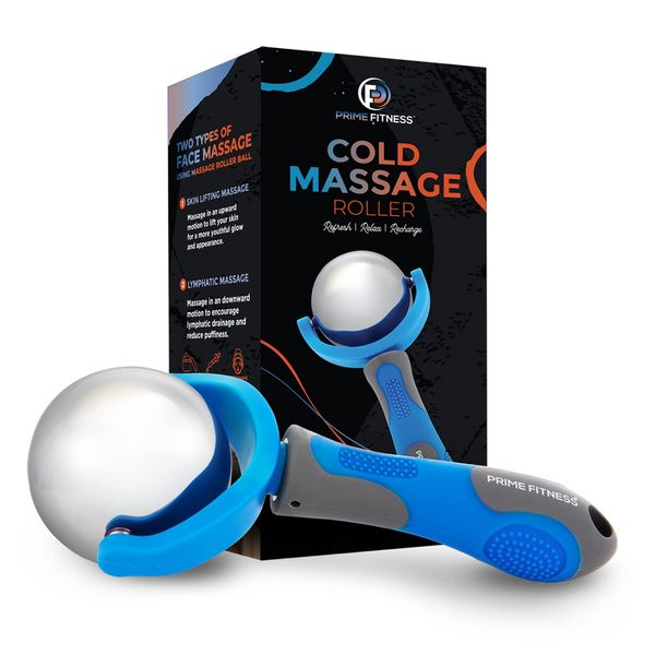 Cold Massage Roller Ball | Cold Therapy | Ice Roller Ball with Handle | cryo Stick | Relieve Muscle Pain - by Prime Fitness (Blue)