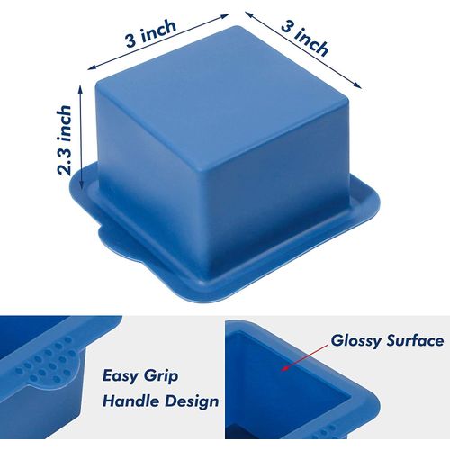 Webake Silicone Square Mold 3x3 Inch Mini Cake Pan for Individual Portion Baking Molds for Pastry, Ice Cube, Jelly, Soap, Candle, Pack of 4