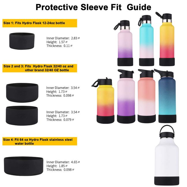 Protective Silicone Sleeve Boot 12oz-40oz for Hydro Flask, Yeti, Wide Mouth Water Bottle for Hydro Flask, Yeti, Simple Modern,Takeya,MIRA, Iron Flask