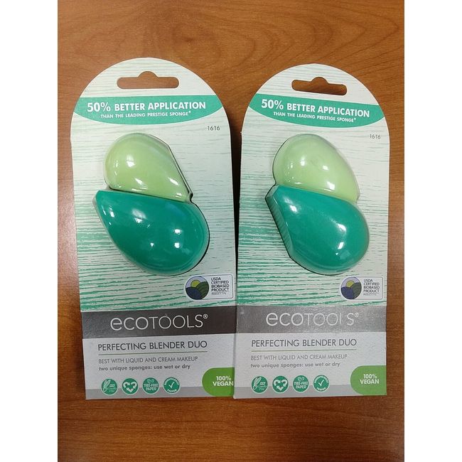 2 Packs of 2: ECOTOOLS Perfecting Blender Duo / Makeup Sponges  - 1E