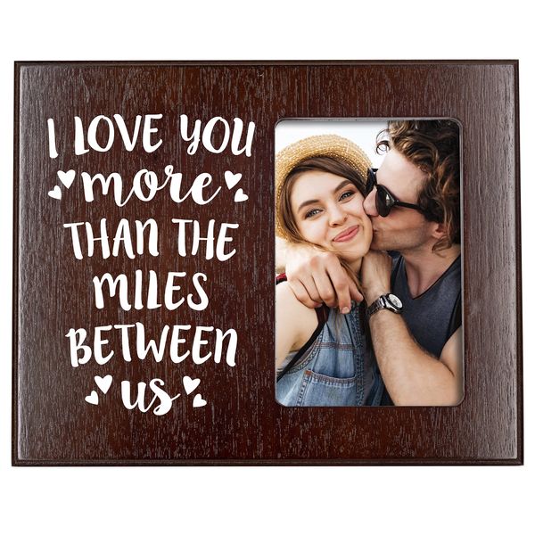 Elegant Signs Long Distance Relationships Gifts - Going Away Couples Picture Frame 4x6 for Him or Her - I Love You More Than The Miles Between Us