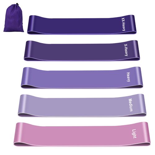 Fokky Fitness Bands [Set of 5], 100% Natural Latex Fitness Band with Exercise Instructions in German & Carry Bag, Resistance Bands, Gymnastics Band for Muscle Building, Pilates, Yoga