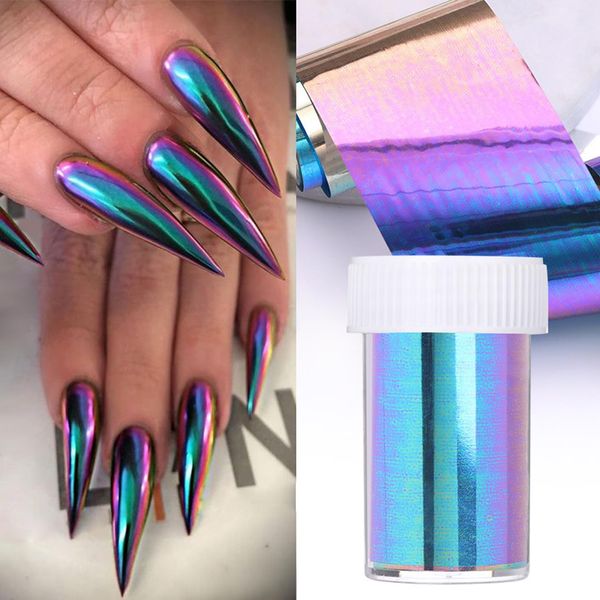 Vonrui Purple Nail Foil Sheets Laser Chameleon Foil Nail Art,Gradient Color Nail Art Foil Transfer Sheets,1 Roll Nail Foils Transfer Nail Art