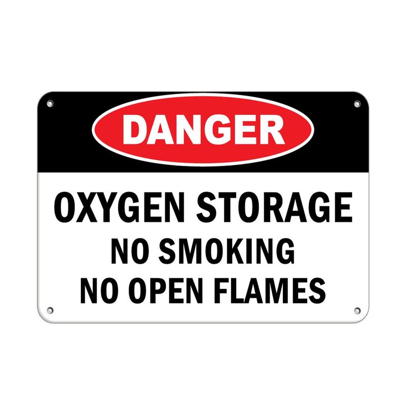 Aluminum Horizontal Metal Sign Multiple Sizes Danger Oxygen Storage No ...