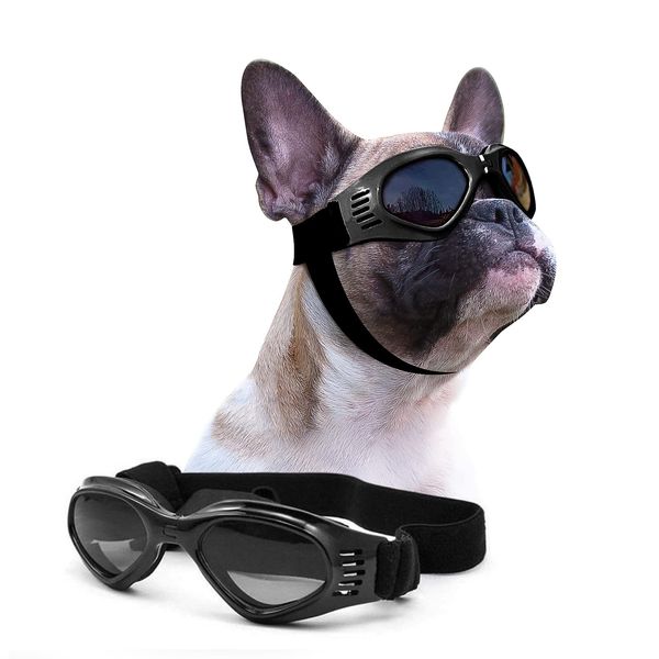 Petleso Dog Goggles Medium Breed, Dog Sunglasses for Medium Dogs Eye Protection Windproof, Black