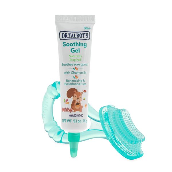 All Natural Teething Gel with Bonus Silicone Massaging Toothbrush, 0.53 Ounce, Benzocaine Free