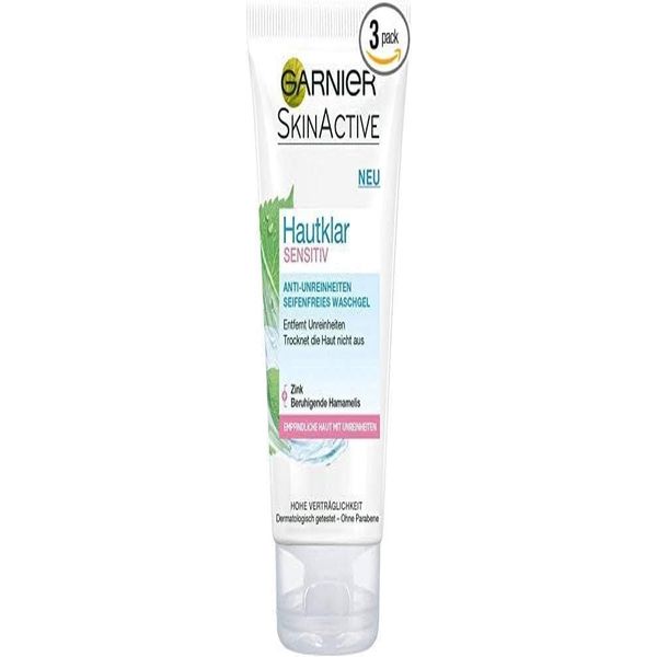 Garnier Hautklar Sensitiv Seifenfreies Waschgel, 3er Pack (3 x 150 ml)