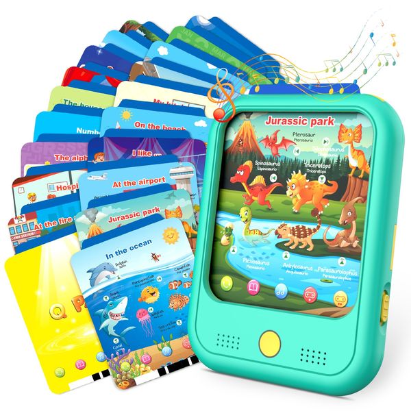 Kids Learning Tablet Educational Learning Pad for Toddlers 2-5 to Learn Alphabets, Numbers, Foods, Time, Music, Vehicles,Tablet Toy for Toddlers Ages 2 3 4 5 6 Years Old Green