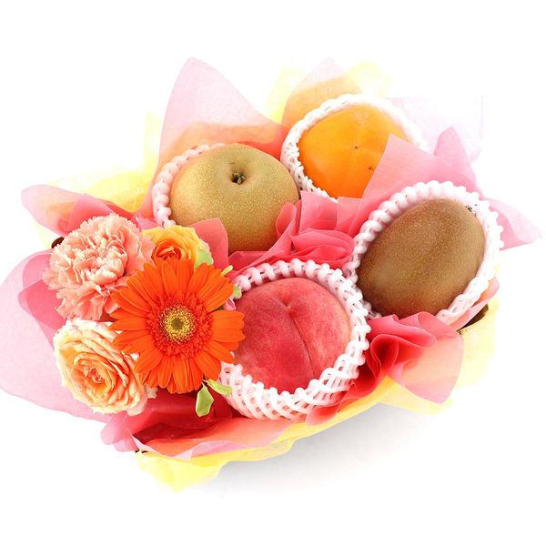 Fruit & Flower Gift A Fruit Meister Carefully Selected (Flowers, Kiwi Fruit, Persimmon, Peach, Japanese Pear), Fruit Gift, Celebration, Birthday Gift, Home Celebration, School Entrance Celebration,