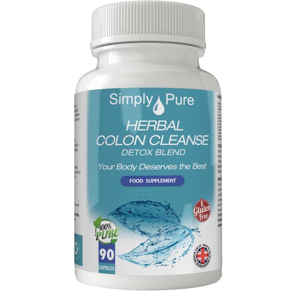 Simply Pure Colon Cleanse Herbal Detox, 90x Capsules with Liquorice Root, Cranberry Extract and natural probiotics. Gluten Free and GM Free