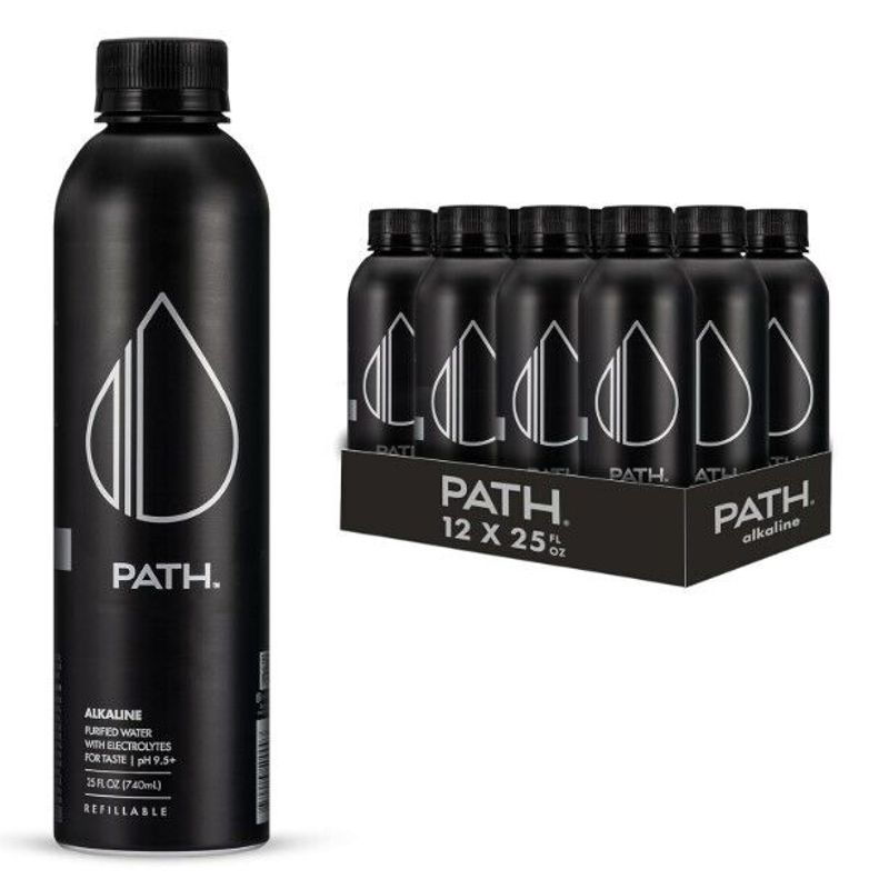 PATH Alkaline Bottled Water - 9.5 pH-Balanced Purified Water, 25 oz ...