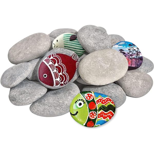 DALTACK 10PCS Large Painting Rocks, Natural River Rocks, Flat Rocks for Painting, 2-3 Inches Stones for Arts & Crafting