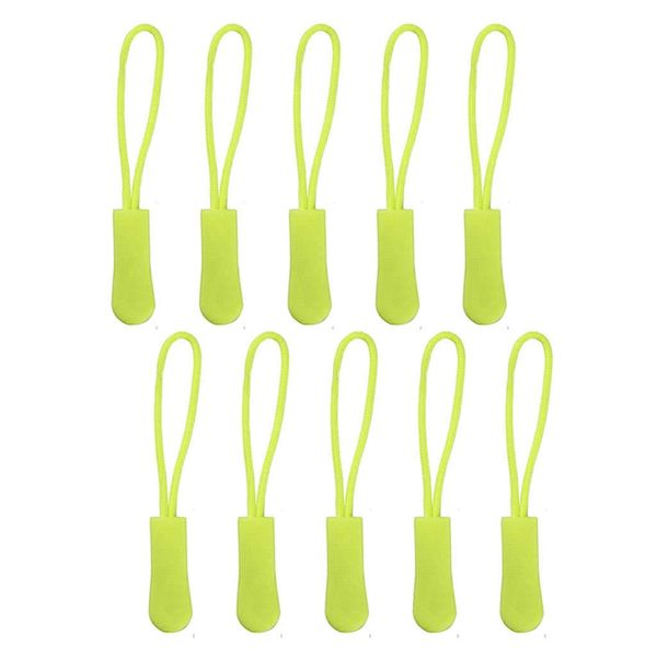 TENNER.LONDON Set of 10 Zipper Pull Zip Pull Zipper Puller Cord Slider Fastener Jacket Bag Backpack (Florescent Yellow)