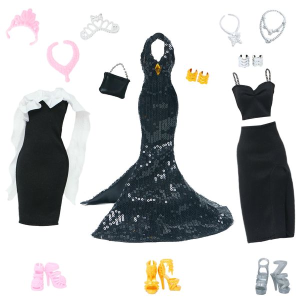 BJDBUS Limited Edition Black Wedding Dress with Handbag Accessory for 11.5 inch Girl Doll Princess Clothing Set