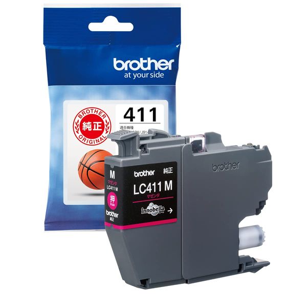 Genuine Brother Ink Cartridge Magenta LC411M Compatible Model Numbers: DCP-J926N, MFC-J904N, MFC-J739DN, MFC-J939DN and others, Pink, Small