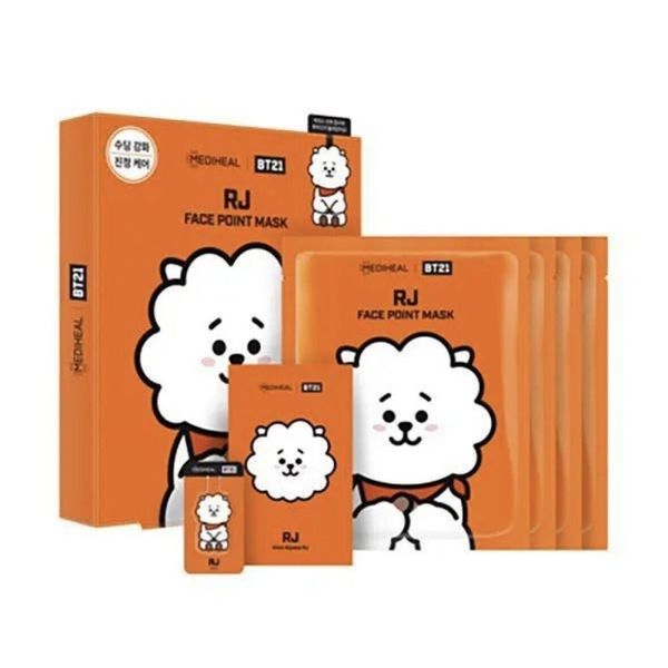BTS BT21 Mediheal Face Point Mask RJ (Soothing & Calming) w/ Postcard & Bookmark