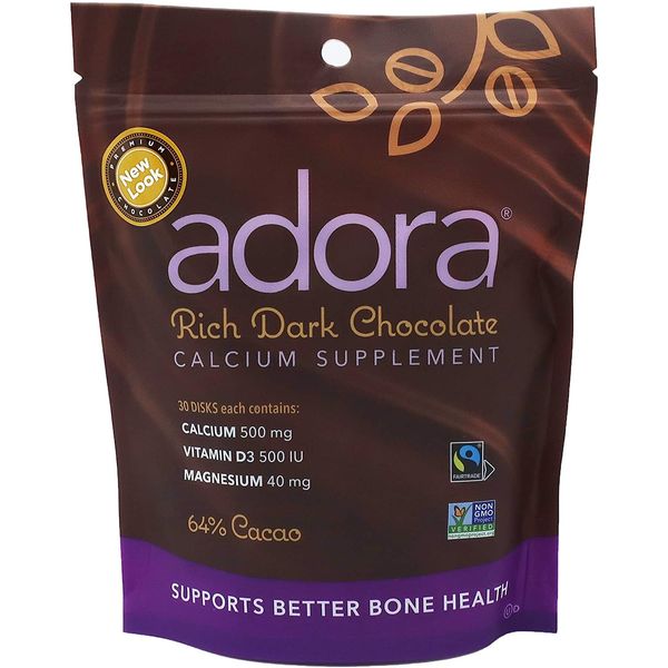 Adora - Calcium Supplement Dark Chocolate, 30 ct (Pack of 6)