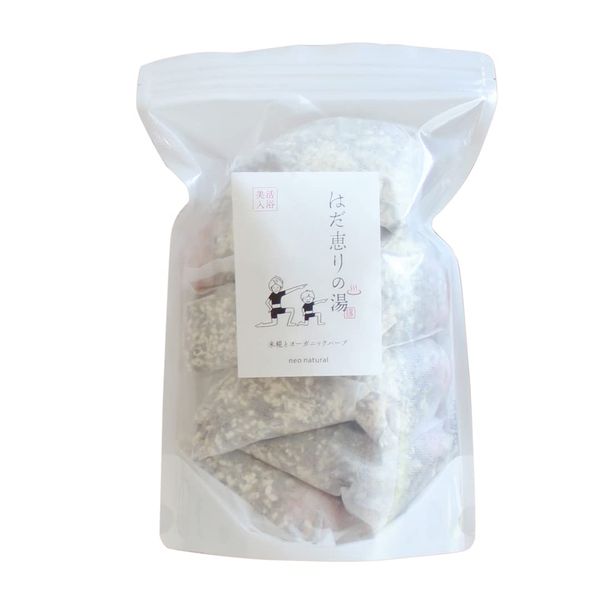 Hadaegi no Hot Water, Bath Salts, Additive-Free, Made in Japan, Lavender, Rice, Loofah Leaves, Rock Salt, Mother's Bag, Organic Farm, 8 Bags Included