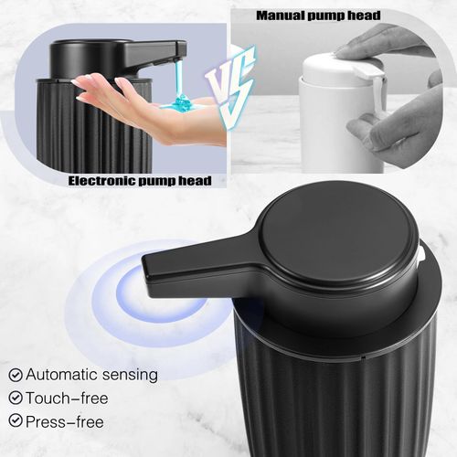 Automatic Soap Dispenser Liquid for Kitchen: 9 OZ Touchless Plastic Black 3-Level Adjustable Modern Auto Soap Dispenser for Bathroom - Hand Dish Lotion Home Countertop Kids Family