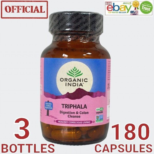 Triphala Organic India 3 BOX 180 caps Digestion Colon Immunity Support