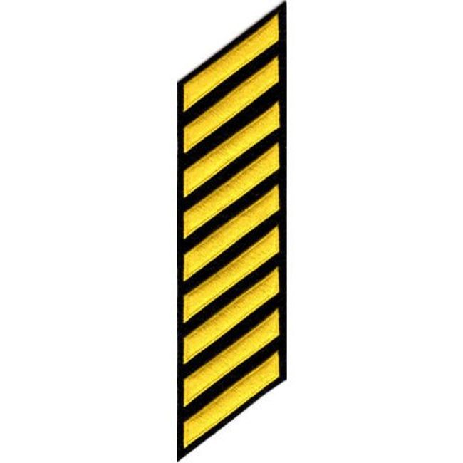 Uniform Service Hash Marks - Medium Gold on Black Felt Backing - 9 Hashes