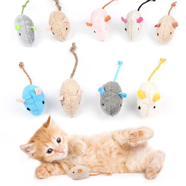 vsshe Catnip Mouse Toys, 9 Pack Catnip Toys for Cats, Mini Pet Chew Small Plush Mouse Cat Toy, Catnip Teeth Cleaning Toys for Kick Bite, Play and Indoor Interactive (Mixed Color)