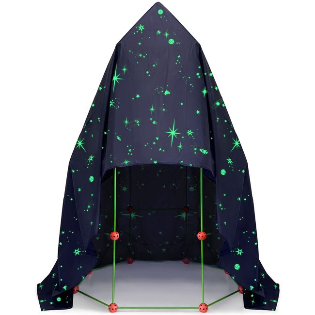 Glow in the Dark Blanket Fits Kids' Indoor Fort Building Kits, Portable Blanket Fort for 3-8 Year Old Boys & Girls