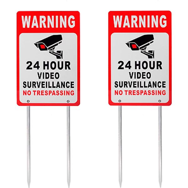 Video Surveillance Sign No Trespassing Reflective Metal Sign, Aluminum Yard Sign