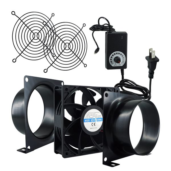 Sidvkut Axial Fan, Duct Ventilation Fan, with Stepless Speed Switch, Case Fan, 3,000 rpm, 120mm Axial Fan, Silent Type, 1.5 in (38 mm) Thick, Paint Booth Ventilation Fan, DC Fan, Cooling Fan, with Fan