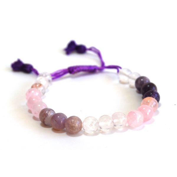 Krystal Gifts UK Reiki Energy Charged Amethyst, Rose Quartz & Clear Quartz Crystal Beaded Bracelet (Beautifully Gift Wrapped)