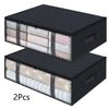 2 Pack Black Under Bed Storage Boxes Flat Organizers With Clear Window Large