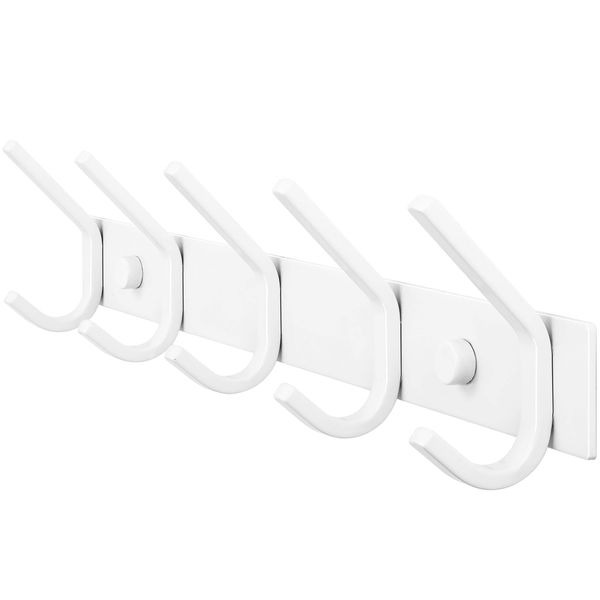 WEBI Coat Rack Wall Mounted,Coat Hooks Wall Mounted White,Coat Hanger Wall Hook Rack,5 Hooks for Hanging Coats,Hats,Jacket,Clothes