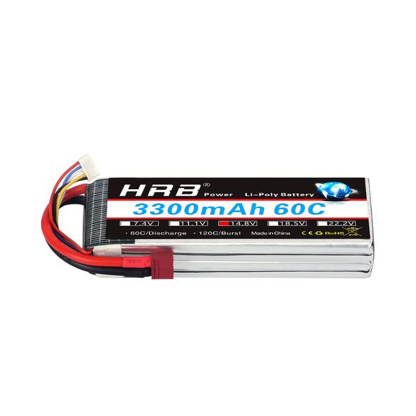 HRB 4S 3300mAh Lipo Battery with Deans T Plug Soft Case 14.8V 60C RC Lipo Battery Compatible with RC Car Airplane Truck Boat