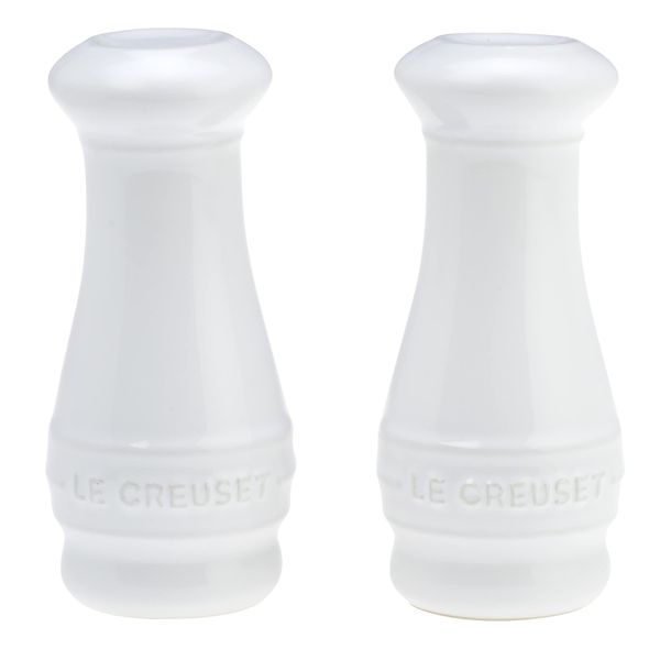 Le Creuset Stoneware Salt & Pepper Shakers Set of 2, 4 oz. each, White