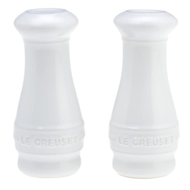 Le Creuset Stoneware Salt & Pepper Shakers Set of 2, 4 oz. each, White