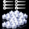 JINHEZO Submersible LED Light, Tea Lights, Pond Underwater Small LED Lights, Battery Operated 125 Hours, for Wedding Home Vase Festival Party Decoration White 24Pcs (Built-in 48 Batteries)